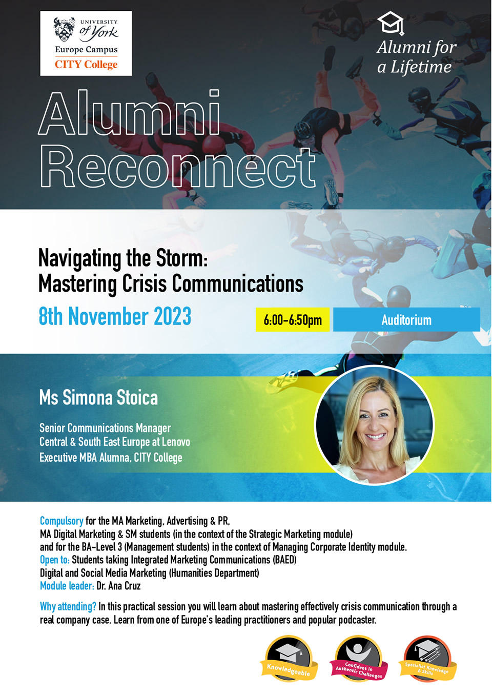 Alumni Reconnect talk by Ms Simona Stoica